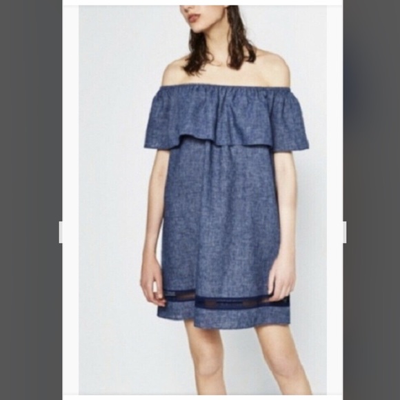 ZARA off-the-shoulder linen dress - Picture 1 of 5